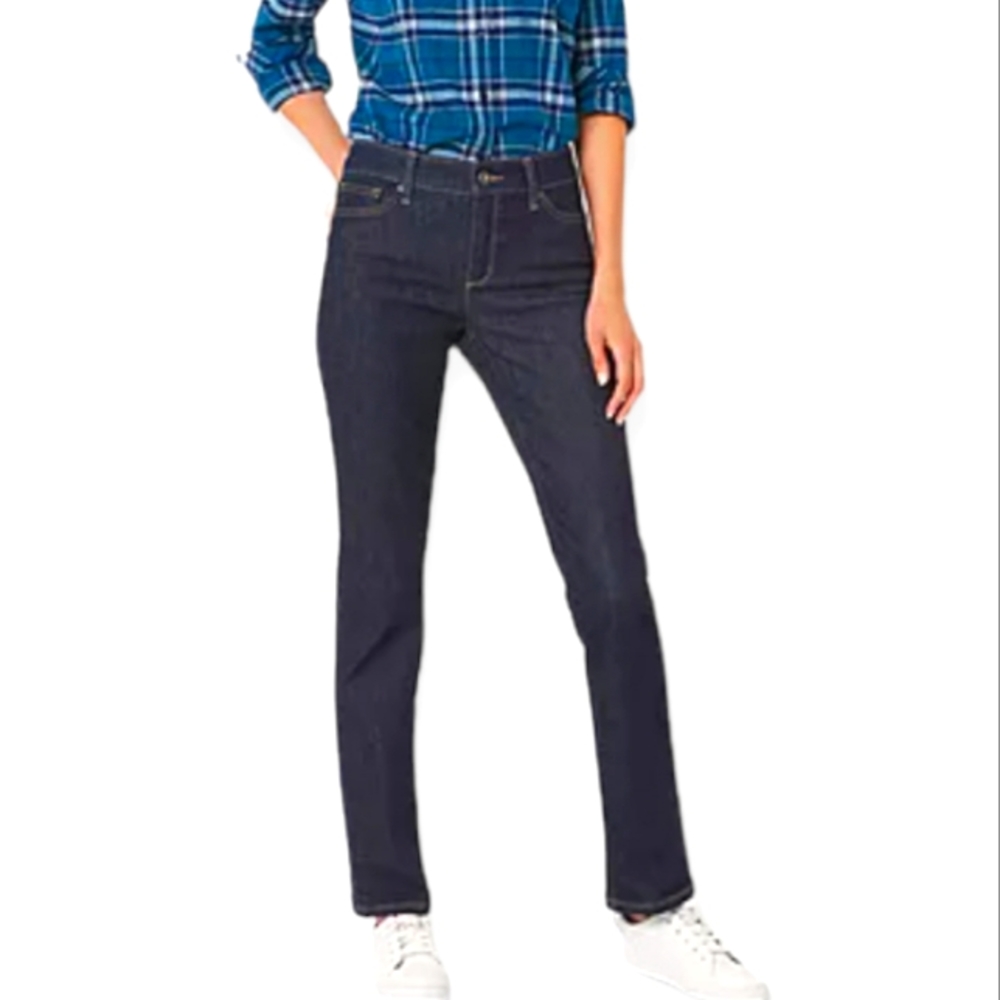 Women's St. John's Bay Size 10 Straight Leg Dark Wash Denim Jeans